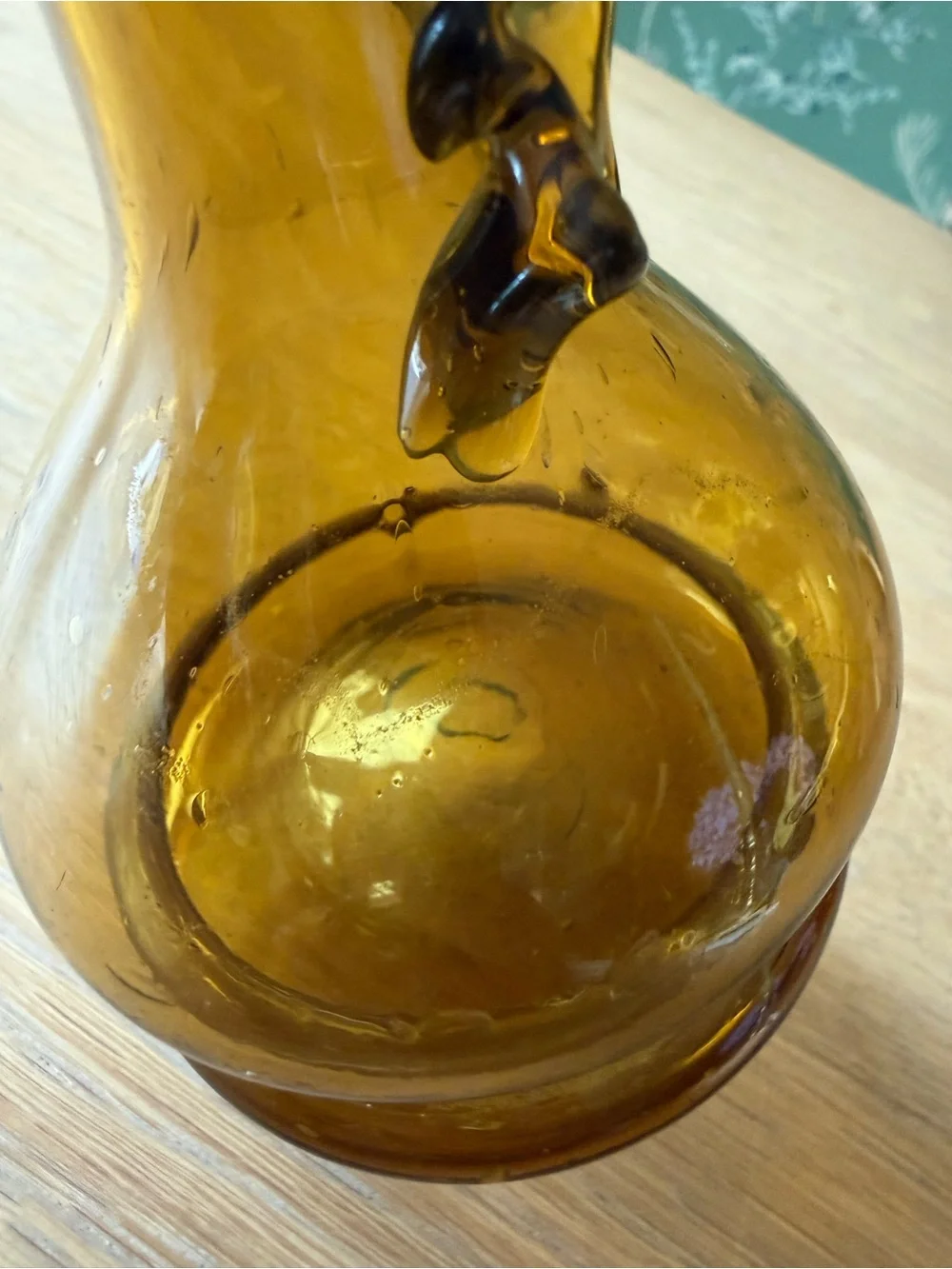 Vintage MCM Midcentury Glass Bud Vase Amber Gold Serpentine Style